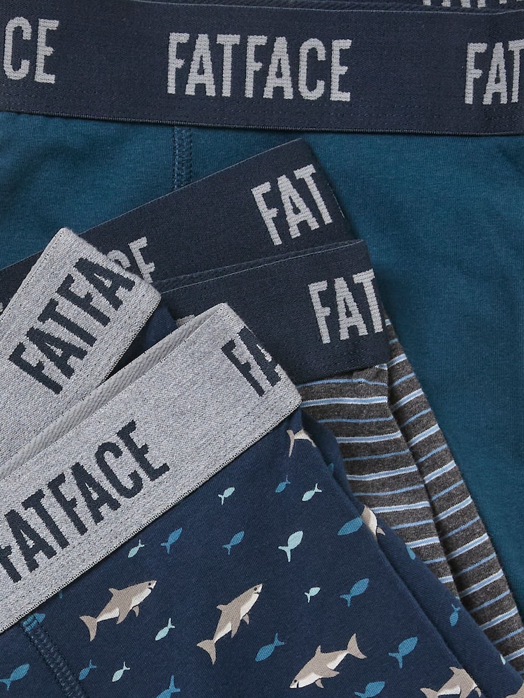FatFace Navy 3 Pack Shark Boxers - Image 2 of 2