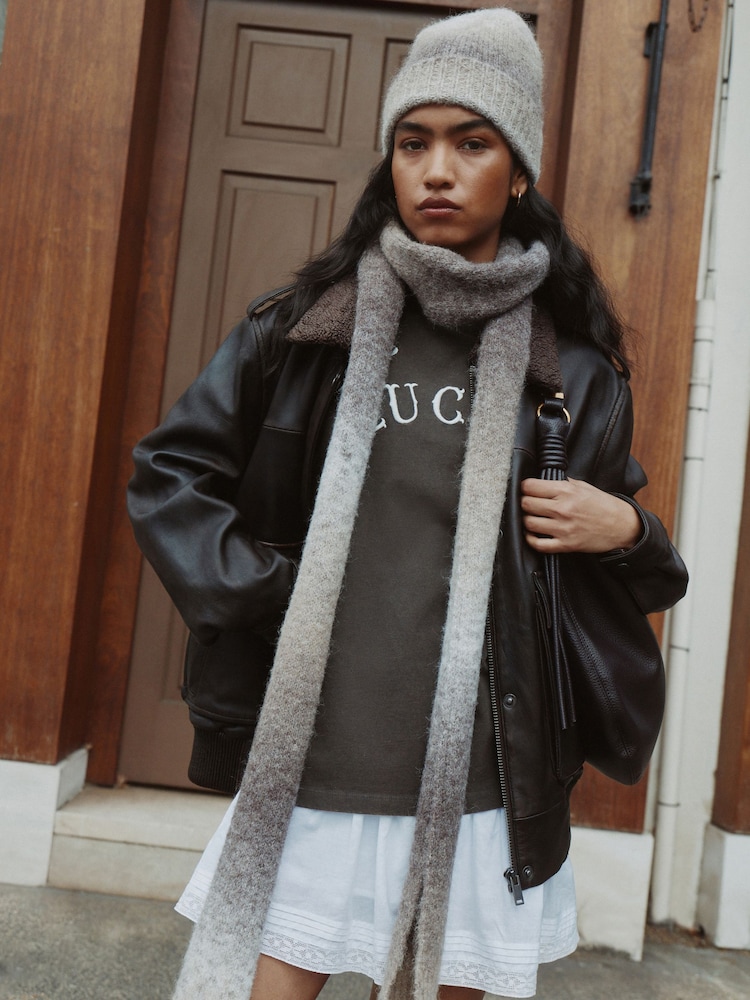 Oatmeal Ombre Heavyweight Brushed Blanket Scarf - Image 1 of 7 Oatmeal Ombre Heavyweight Brushed Blanket Scarf - Image 1 of 7