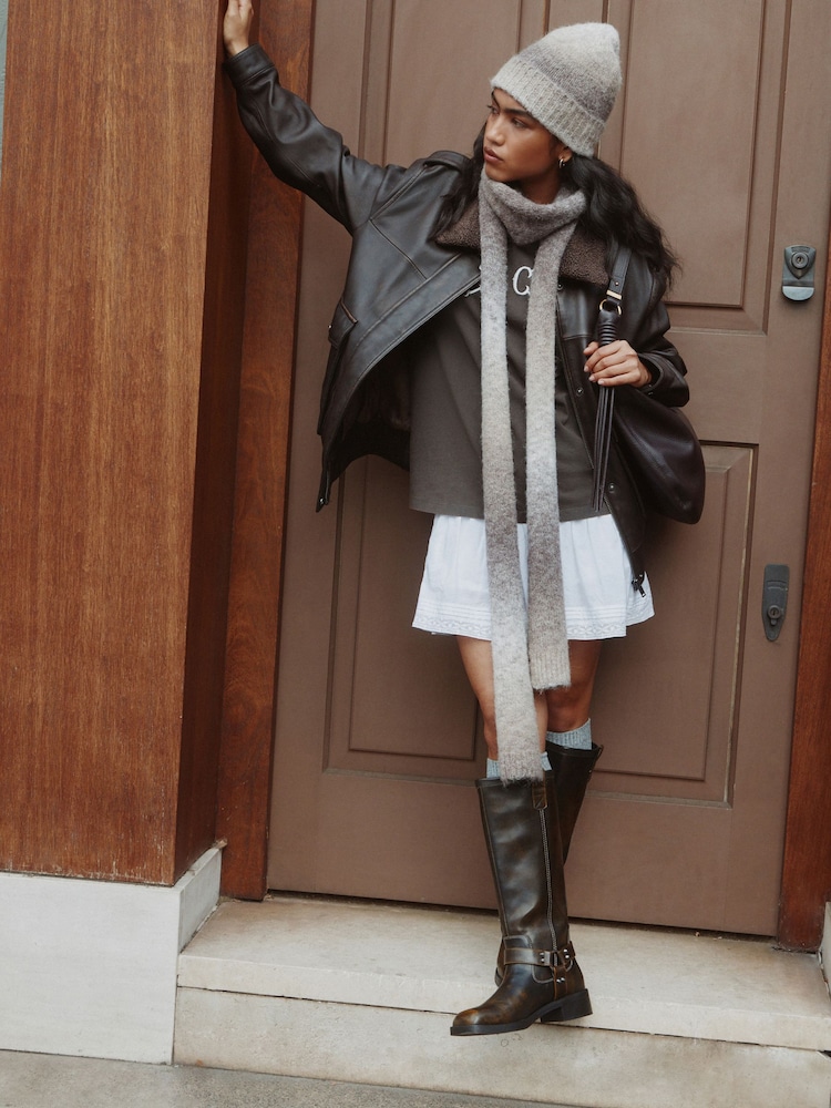 Oatmeal Ombre Heavyweight Brushed Blanket Scarf - Image 2 of 7 Oatmeal Ombre Heavyweight Brushed Blanket Scarf - Image 2 of 7