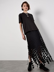 Apricot Black Guipure Circle Lace Maxi Skirt - Image 2 of 5