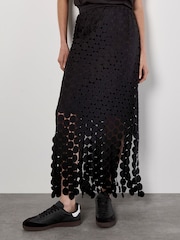Apricot Black Guipure Circle Lace Maxi Skirt - Image 3 of 5