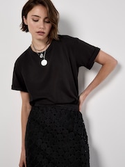 Apricot Black Guipure Circle Lace Maxi Skirt - Image 4 of 5