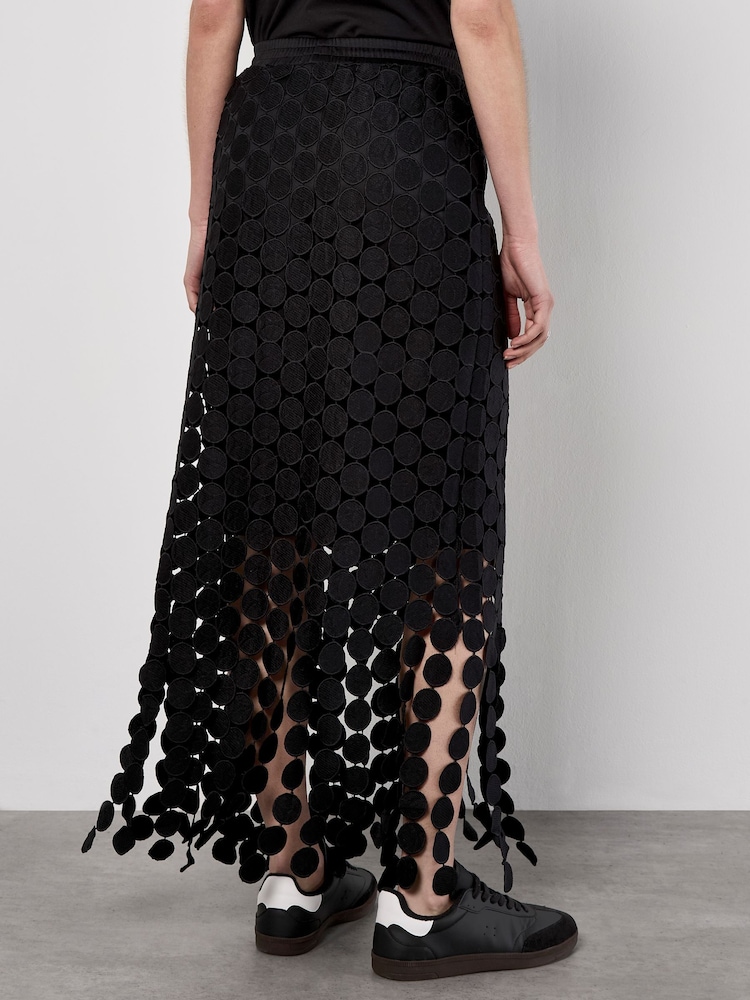 Apricot Black Guipure Circle Lace Maxi Skirt - Image 5 of 5