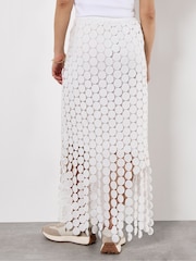 Apricot Cream Guipure Circle Lace Maxi Skirt - Image 4 of 5