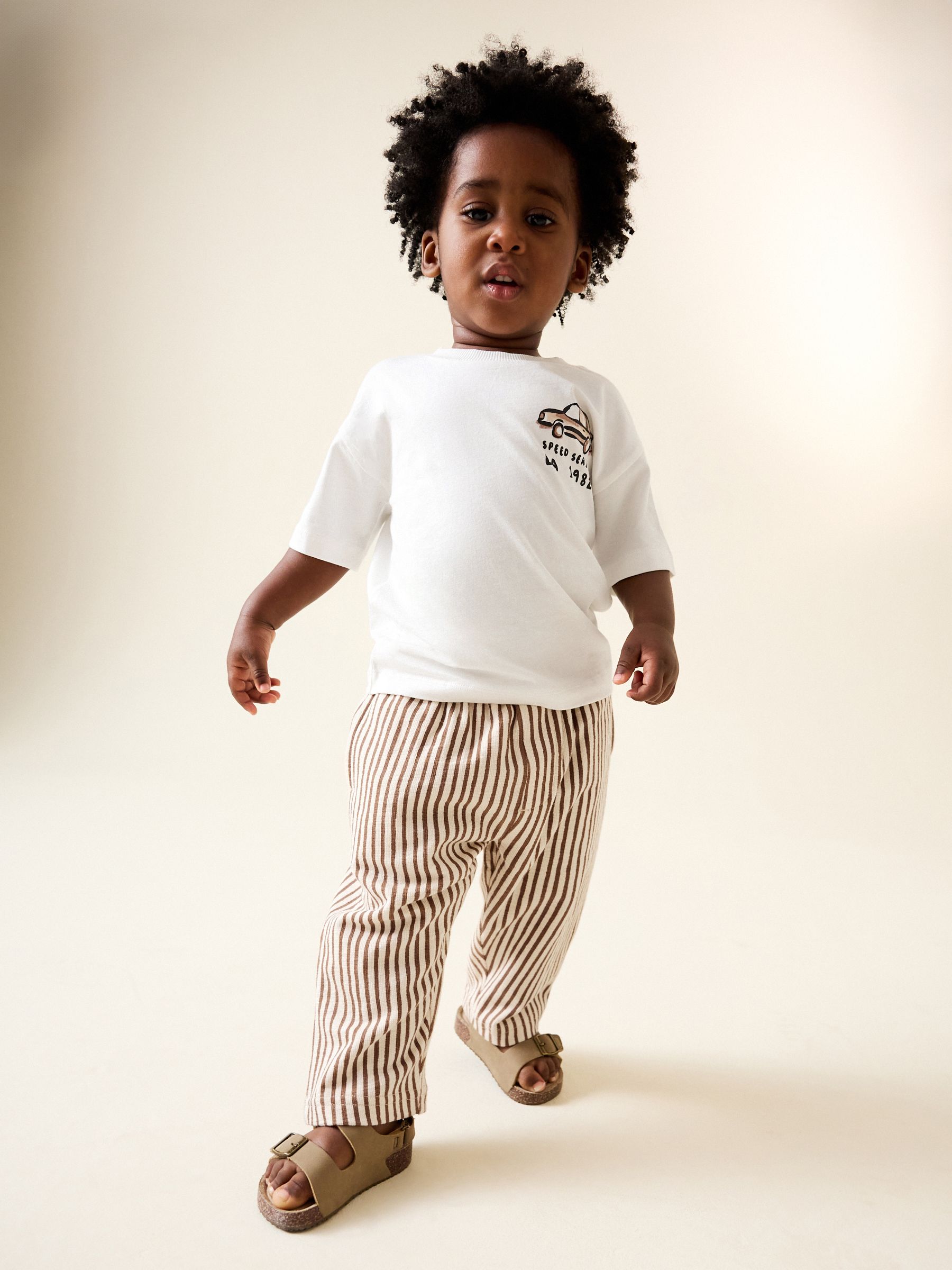Buy Brown & Ecru Stripe Textured Lightweight Joggers (3mths-7yrs