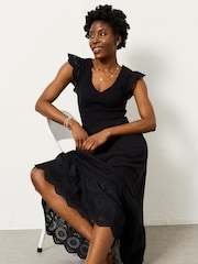 FatFace Demi Black Jersey Midi Dress - Image 3 of 8