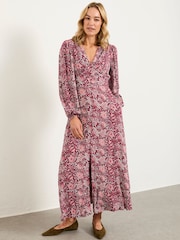 FatFace Livvy Plum Purple Spriggy Ditsy Midi Dress - Image 1 of 7