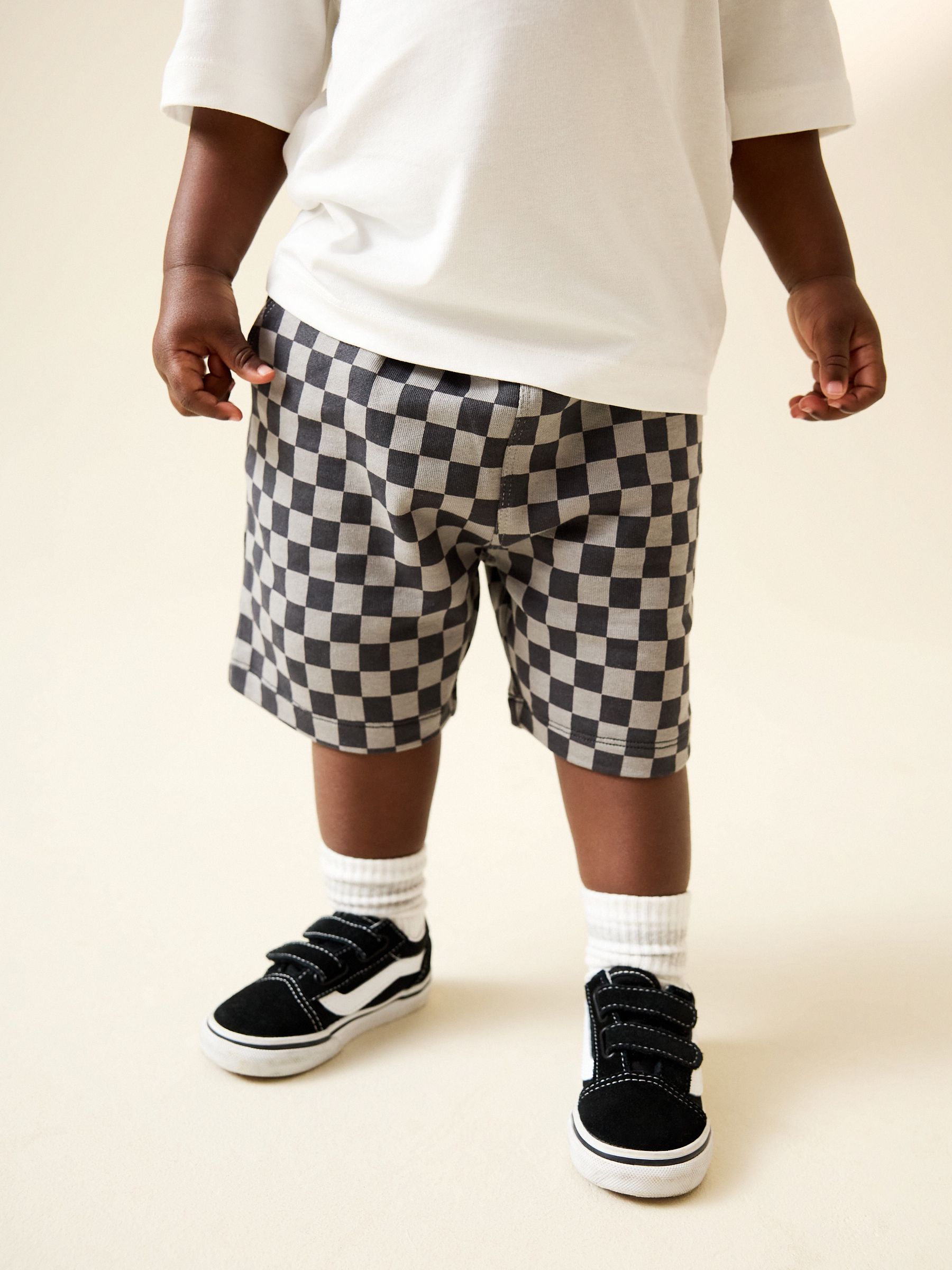 Buy Charcoal Checkerboard Jersey Shorts (3mths-7yrs) from Next USA