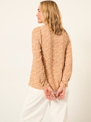FatFace Cat Ochre Yellow Mono Texture Blouse - Image 2 of 6