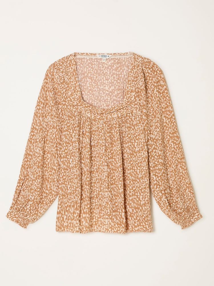 FatFace Cat Ochre Yellow Mono Texture Blouse - Image 6 of 6 FatFace Cat Ochre Yellow Mono Texture Blouse - Image 6 of 6