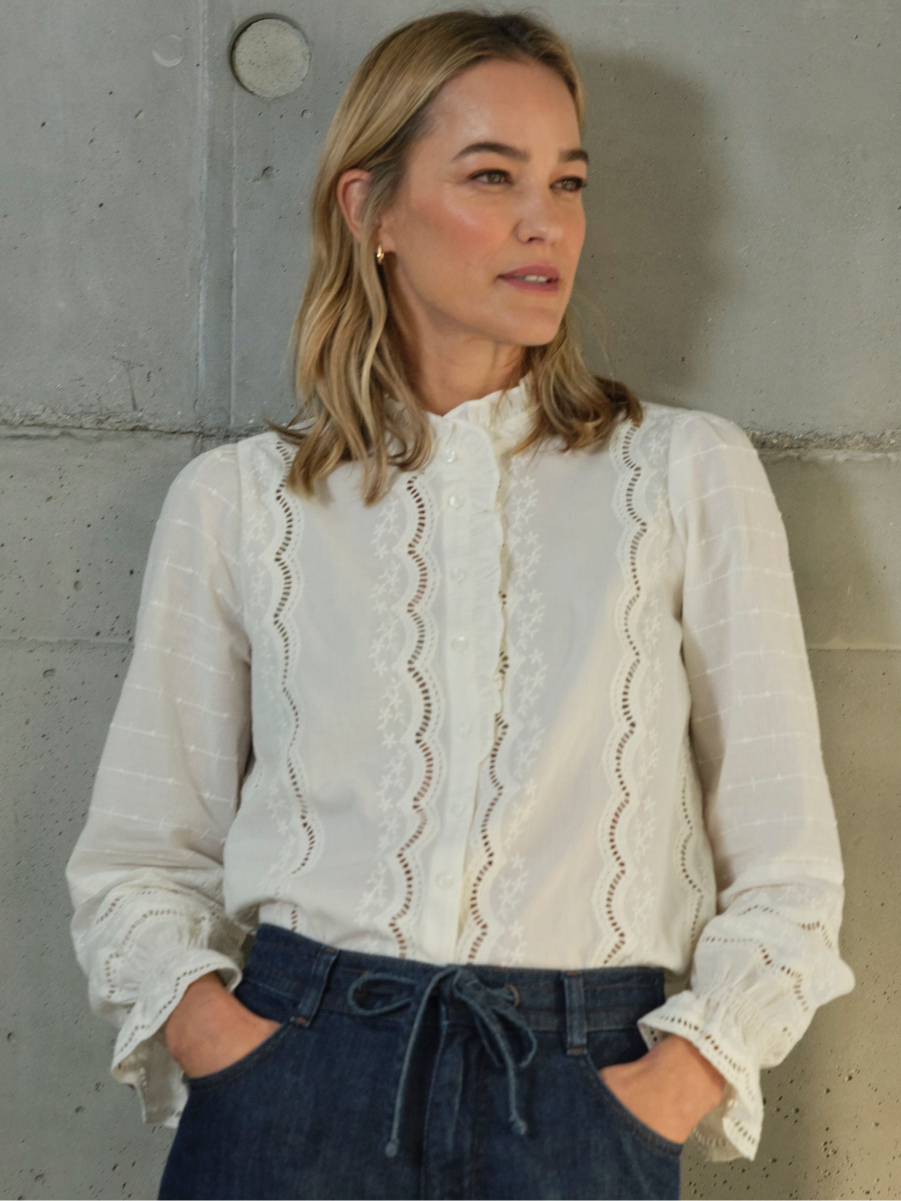 Fat Face Women's Blouse - Ivory - Cotton