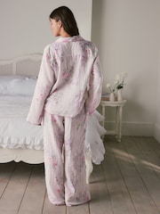 Shabby Chic Double Cloth Crinkle Pink Floral Pyjamas - Bild 3 von 13
