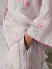 Shabby Chic Double Cloth Crinkle Pink Floral Pyjamas - Bild 5 von 13