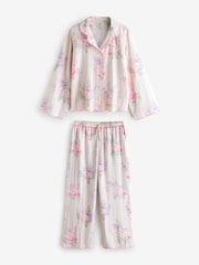 Shabby Chic Double Cloth Crinkle Pink Floral Pyjamas - Bild 8 von 13