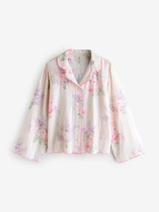 Shabby Chic Double Cloth Crinkle Pink Floral Pyjamas - Bild 9 von 13