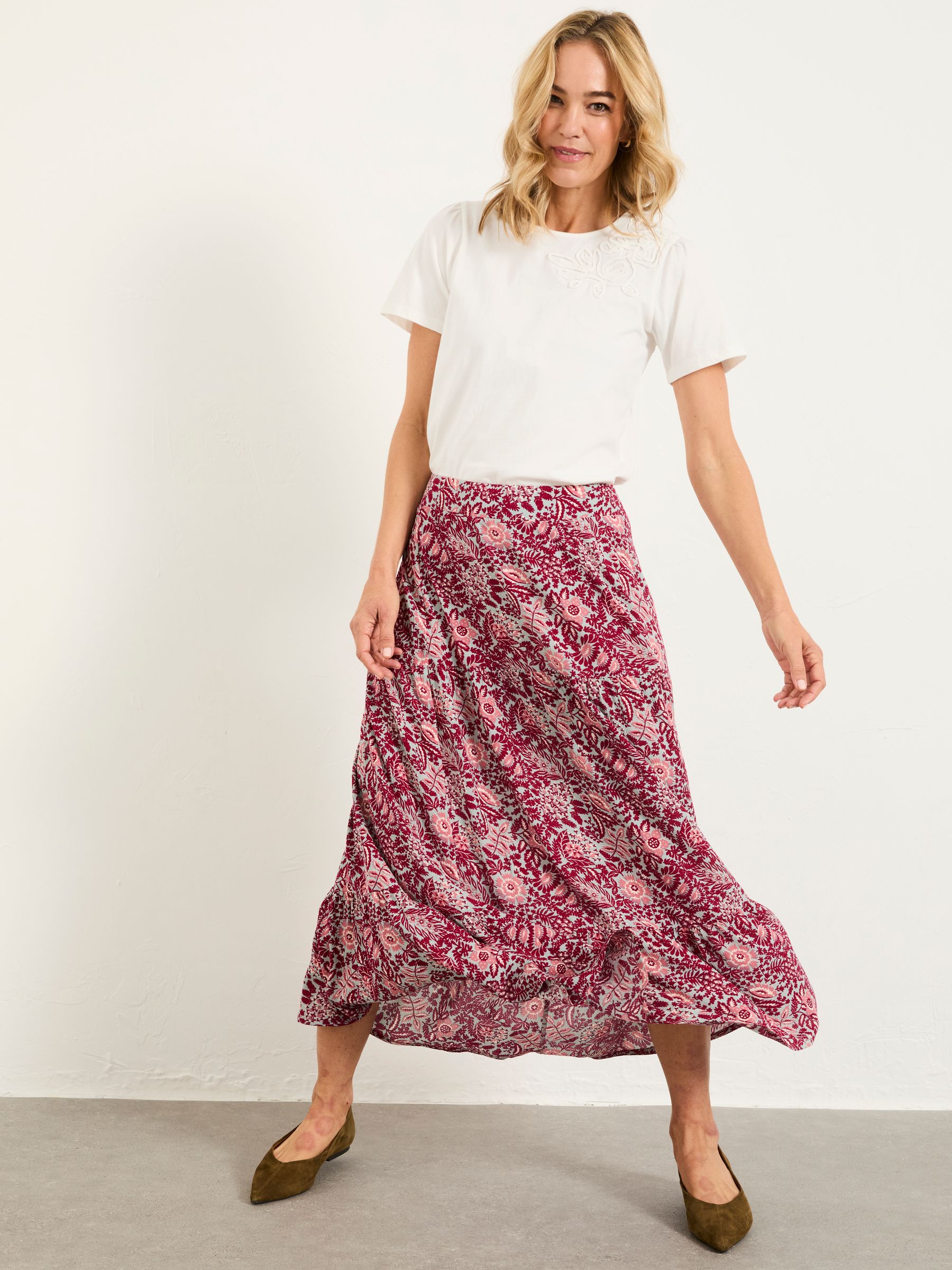 Fatface Anika Plum Purple Spriggy Ditsy Midi Skirt