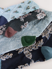 Blue Floral Texture Ankle Socks 3 Pack - Image 5 of 6