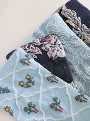 Blue Floral Texture Ankle Socks 3 Pack - Image 6 of 6
