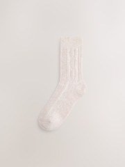Rosa/avena - Cable Knit Ankle Socks 2 Pack Containing Merino Wool - Imagen 2 de 5