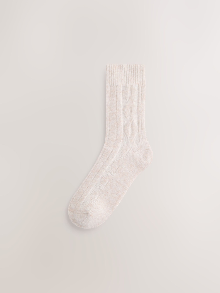 Rosa/avena - Cable Knit Ankle Socks 2 Pack Containing Merino Wool - Imagen 2 de 5