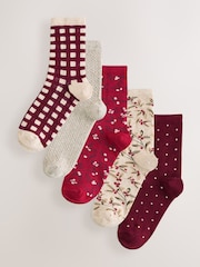 Ditsy Christmas Berry Ankle Socks 5 Pack - Image 1 of 8