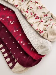 Ditsy Christmas Berry Ankle Socks 5 Pack - Image 7 of 8