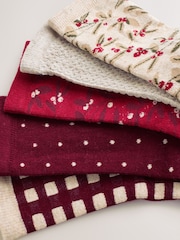 Ditsy Christmas Berry Ankle Socks 5 Pack - Image 8 of 8