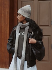 Neutral Space Dye Knitted Beanie Hat - Image 2 of 4