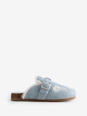 Shabby Chic by Rachel Ashwell® Blue Fur Footbed Embroidered Mule Slippers - Bild 5 von 9