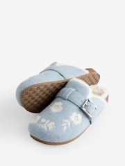 Shabby Chic by Rachel Ashwell® Blue Fur Footbed Embroidered Mule Slippers - Bild 7 von 9