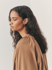 Nothing Ordinary Camel Heavyweight Cotton Poplin Tie Front Top - Image 4 of 11