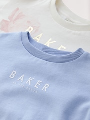Baker by Ted Baker Blue/White Floral Graphic Sweat Tops 2 Pack - Image 5 of 9
