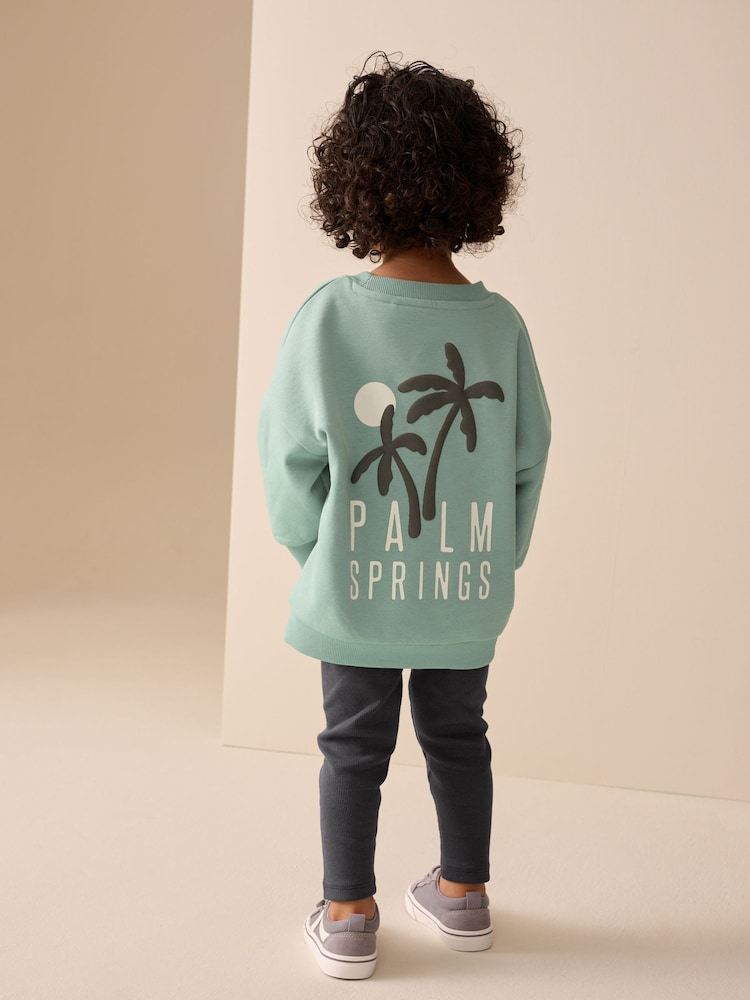 Sage Green Crew Neck Sweatshirt and Leggings Set (3mths-7yrs) - Image 1 of 8