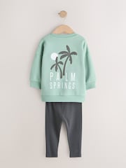 Sage Green Crew Neck Sweatshirt and Leggings Set (3mths-7yrs) - Image 6 of 8
