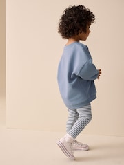 Mid Blue Crew Neck Sweatshirt and Leggings Set (3mths-7yrs) - Image 3 of 10