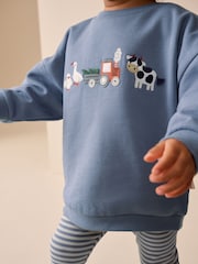 Mid Blue Crew Neck Sweatshirt and Leggings Set (3mths-7yrs) - Image 4 of 10