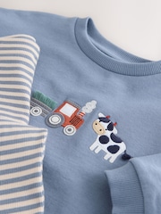 Mid Blue Crew Neck Sweatshirt and Leggings Set (3mths-7yrs) - Image 9 of 10