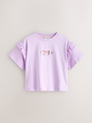 Roz/Lila - Baker by Ted Baker 3 Pack Boxy Fit Frill Graphic Printed T-Shirts - Imaginea 2 din 8