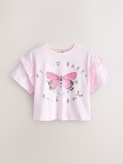 Roz/Lila - Baker by Ted Baker 3 Pack Boxy Fit Frill Graphic Printed T-Shirts - Imaginea 5 din 8