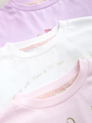 Roz/Lila - Baker by Ted Baker 3 Pack Boxy Fit Frill Graphic Printed T-Shirts - Imaginea 6 din 8