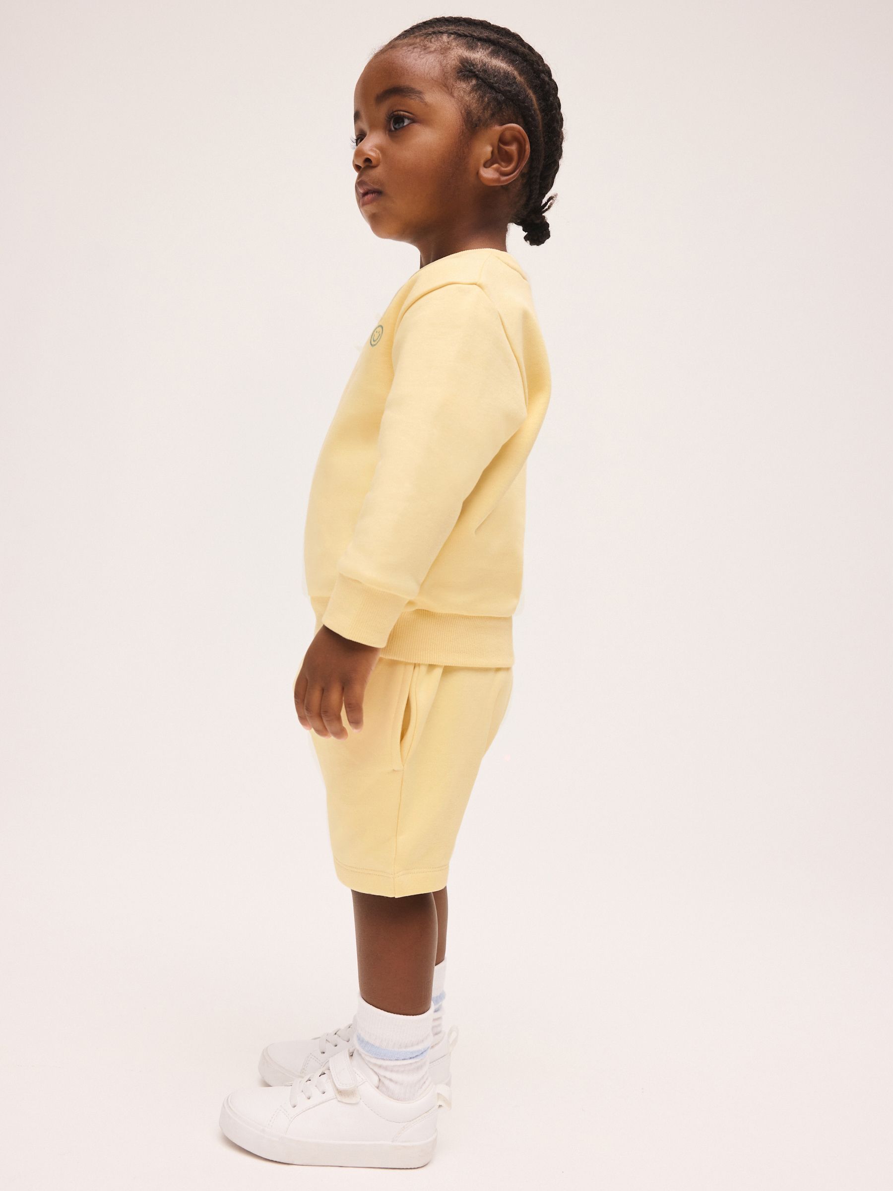 Buy Light Yellow Single Plain Crew Neck Sweatshirt and Shorts Set