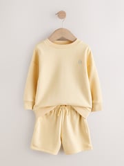 Light Yellow Single Plain Crew Neck Sweatshirt and Shorts Set (3mths-7yrs) - Image 8 of 10