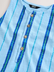 Blue Striped Textured Cotton Romper (3mths-7yrs) - Image 3 of 4