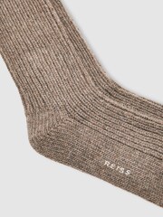 Reiss Chocolate Carmen Wool Blend Ribbed Socks - Image 2 of 3