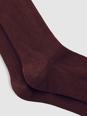 Reiss Burgundy Felicia Cotton Blend Ribbed Loafer Socks - Image 2 of 3