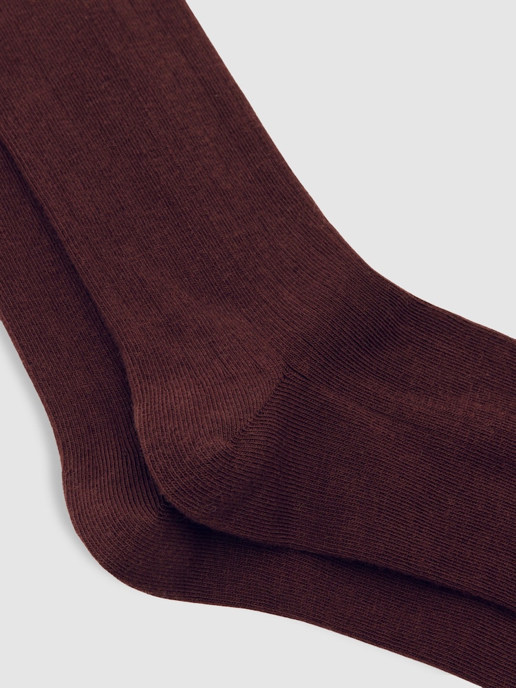 Reiss Burgundy Felicia Cotton Blend Ribbed Loafer Socks - Image 2 of 3