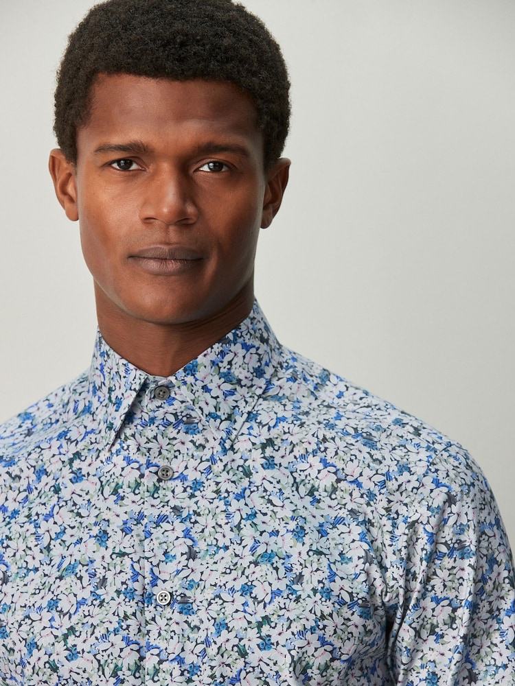 slim fit dress slacks Floral Patterned Slim Fit Long Sleeves Multicolor Men Shirt - Wessi – Wessi main image 1