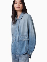 AllSaints Blue Oversized Hettie Denim Shacket - Image 3 of 7