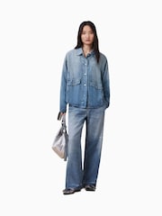 AllSaints Blue Oversized Hettie Denim Shacket - Image 4 of 7