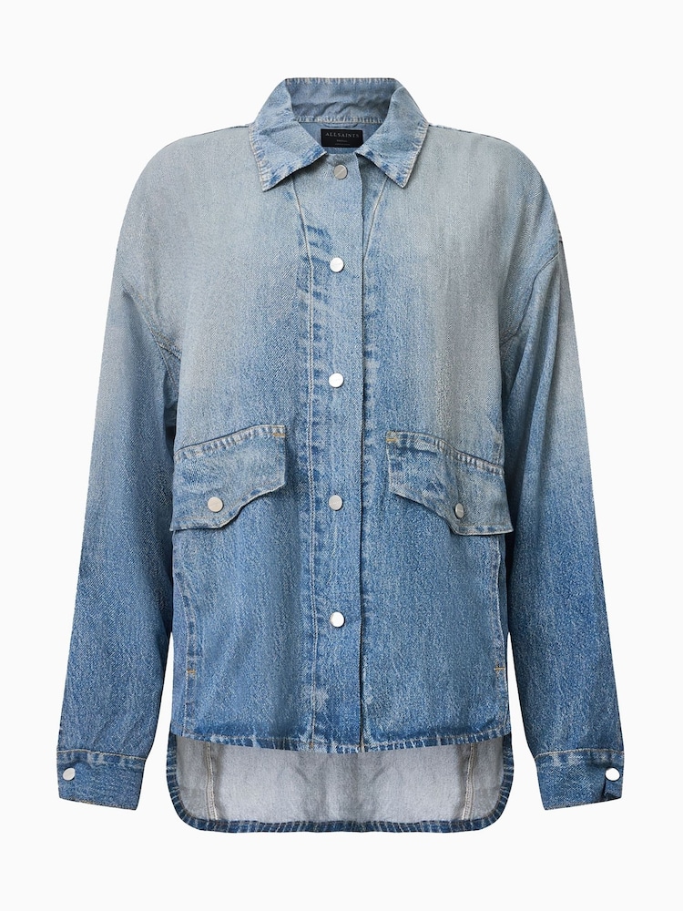 AllSaints Blue Oversized Hettie Denim Shacket - Image 7 of 7